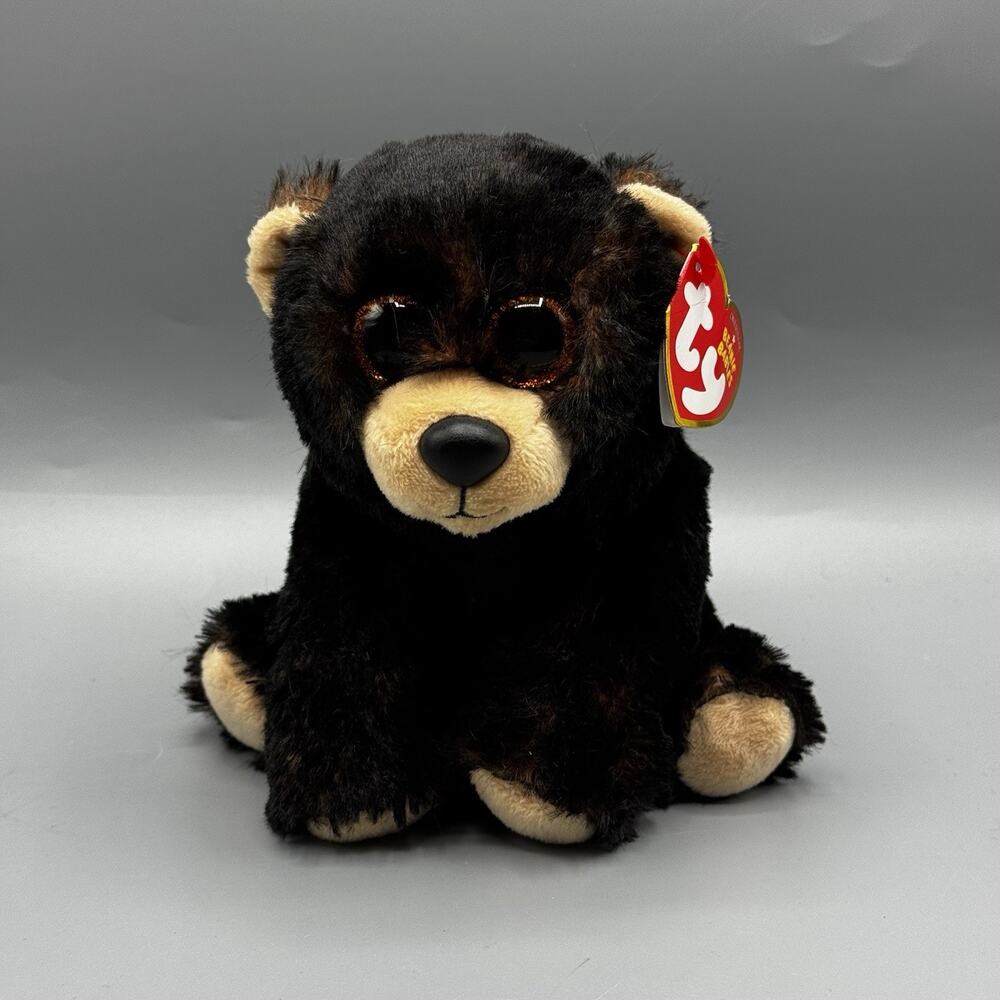 Ty VelveTy Kodi Alaskan Kodiak Black Brown Bear 6" Plush Gold Sparkle Eyes NEW